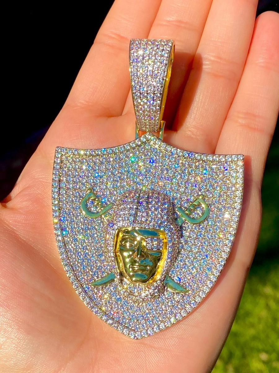 Big 14k Skull Pendant Men's Ice Out Famous Pirate Skull Big Charm