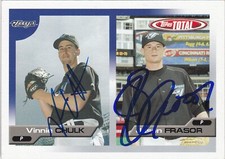 VINNIE CHULK JASON FRASOR TORONTO BLUE JAYS SIGNED 2005 TOPPS TOTAL CARD