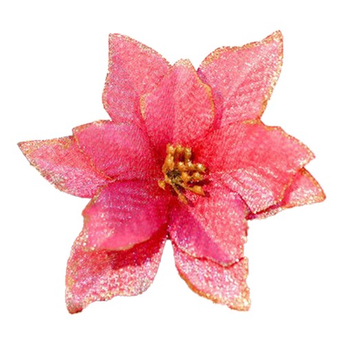 15Pcs Artificial Christmas Glitter Poinsettia Flowers Decorations for Xmas Tree - Picture 8 of 12