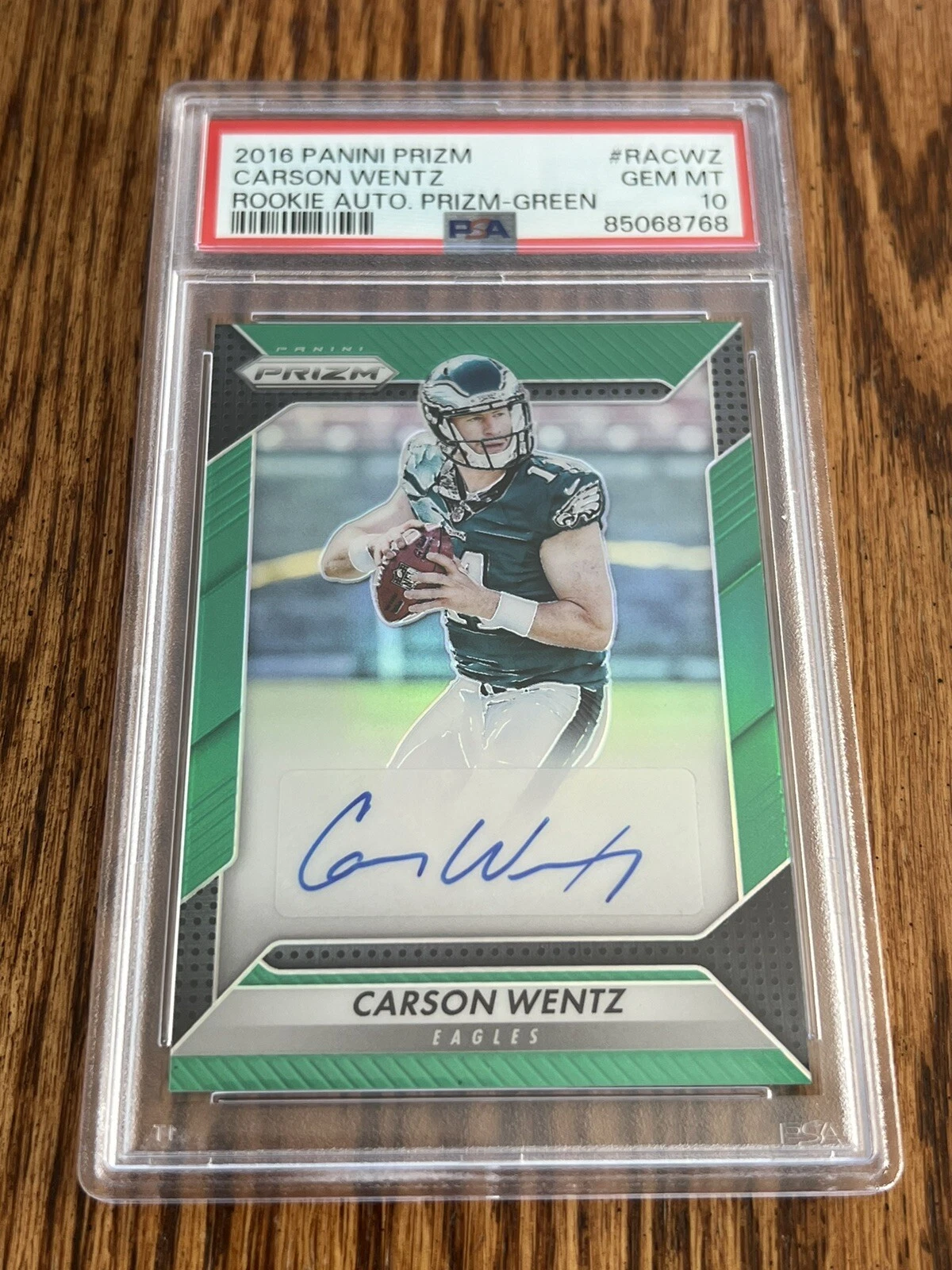 Carson Wentz Panini Prizm Rookie Autograph Prizm #RACWZ Green