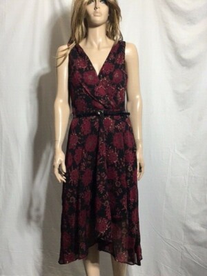 Tommy Hilfiger Women's Floral Belted Chiffon Midi Dress - 6