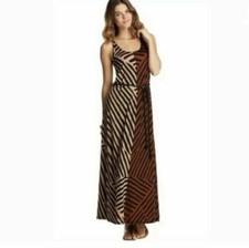 "LOFT" MULTICOLOR BLOCK STRIPED SLEEVELESS CASUAL MAXI SUMMER DRESS SIZE: XS