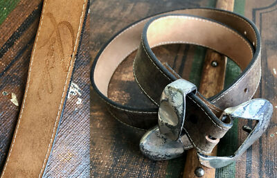 NEW NWOT JOSE LUIS DISTRESSED DARK BROWN LEATHER BELT  display picture 3
