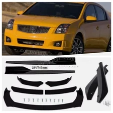 Black Front Rear Bumper Lip Spoiler kit Splitter Side Skirt For Nissan Sentra US