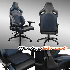 1PC Racing Seats Style Blue Chairs w/ Pad Home Office Desk Gaming Chairs