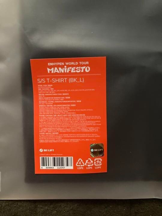 ENHYPENMANiFESTOS/S-SHIRT（BK_L） ENHYPEN 1st WORLD TOUR 2022 MANIFESTO S/S T-SHIRT Black M