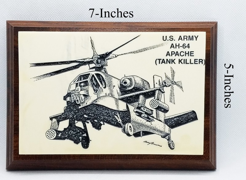 AH-64 APACHE HELICOPTER Cultured Marble Plaque on Prowood Composite