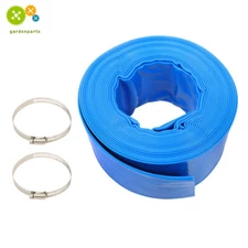 3" x 50 ft Pool Backwash Hose With 2 Hose Clamps Discharge Hose PVC Lay Flat