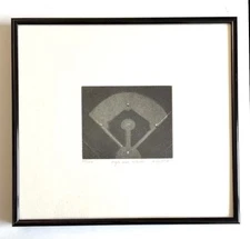 HIGH AND OUTSIDE SIGNED LARRY WELO ETCHING 29/150 BASEBALL DIAMOND FRAMED
