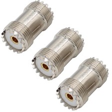 exgoofit PL259 Barrel Connector 3-Pack SO239/UHF Female to Coax Silver