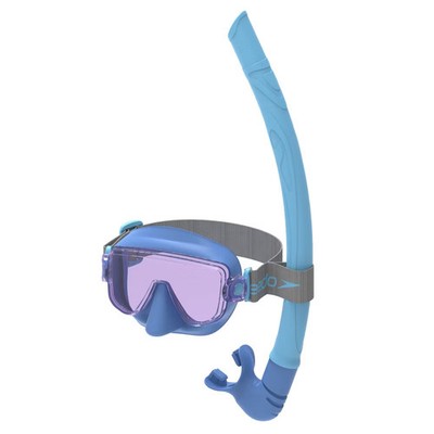 Speedo Junior Dive Travel Swim Mask and Snorkel Set - Periwinkle: Anti-Fog