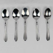 Lot Of 5 Wallace Silver Summerset Frost (Stainless) Flatware Teaspoons 6.5" Long
