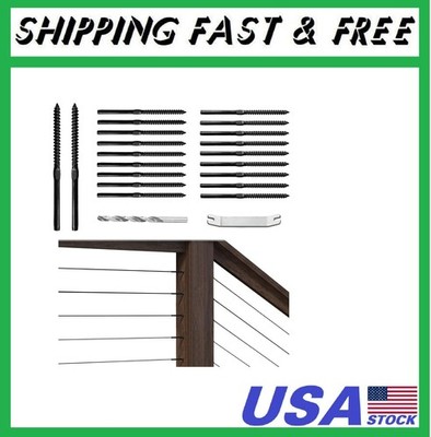 Muzata 80 Pack 1/8'' Black Cable Railing Hardware Kit Swage Lag Screws Left and 