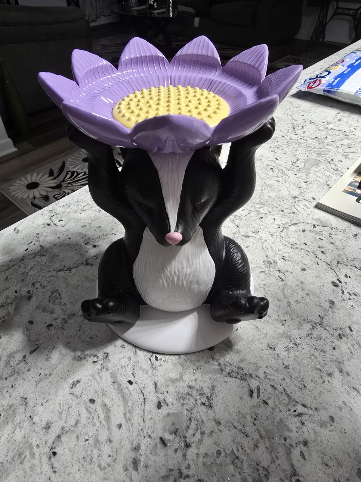 3-wick Flowery Skunk Whimsey Pedestal