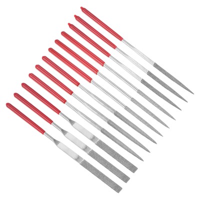 12 pack Mini Diamond Needle File Set 120 Grits Metal Files for Glass Wood