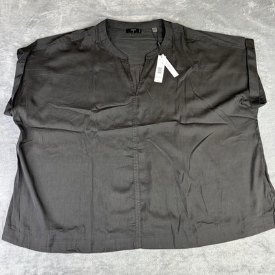 Tahari Top Women's 3x Black Cap Sleeve Pullover Shirt Blouse New $58