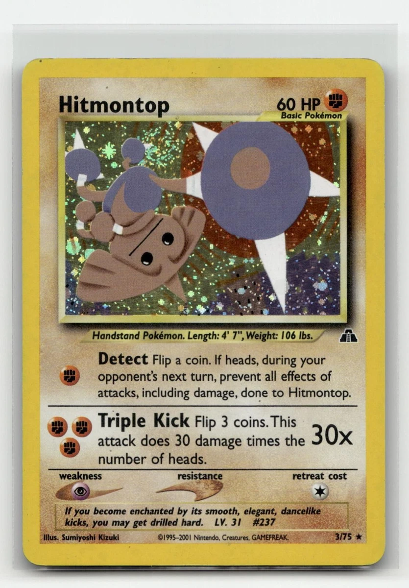 hitmontop pokemon card value 3/75 Holo Rare Neo Discovery Near Mint Retreat Cost Hitmontop Pokmon TCG Cards for