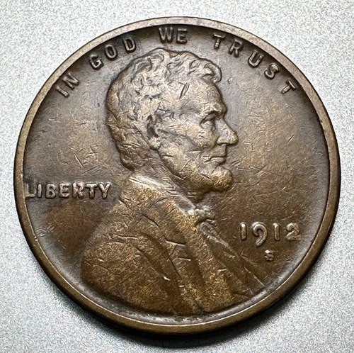 1912-S  LINCOLN CENT   VF/XF DETAILS  BETTER DATE #1878