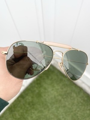 New Ray Ban Outdoorsman Rat Tail RB3030 3030 Gold G15 Lens Size 58/14