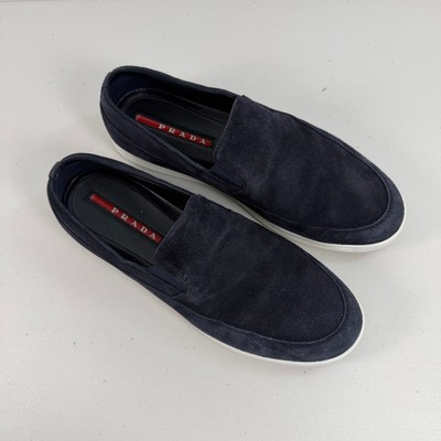 Prada Suede Navy Blue Slip On Sneakers Shoes Men UK 8 US 10 