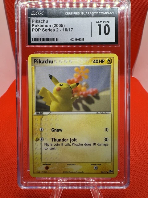 Pikachu 16/17 POP Series 2- CGC GEM MINT 10- Pokemon TCG Vintage 2005 YUKA MORII