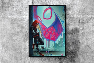 Miles Morales Poster   Into The Spiderverse Wall Art for Superhero Fans