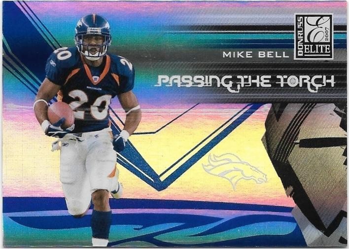 MIKE BELL 2007 Donruss Elite Passing the Torch Blue 145/200 Broncos 🔥🏈🔥