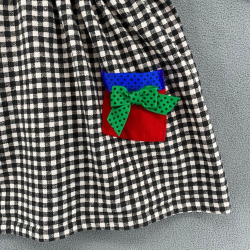 Vtg 80s 90s Buster Brown Colorblock Pockets Checkered Dress Girls 4T Black White - Picture 8 of 16