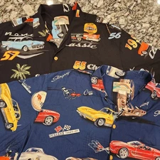 Paradise Found Chevrolet Corvette Classic Car Lot Of (2) Shirt Mens 2XL AOP VTG