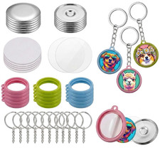 Mryitcal 50 Sets Keychain Button Making Supplies For 1.25 Inch Button Maker