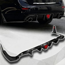 Carbon Fiber Rear Bumper Diffuser w/LED Light For 2014-2016 2017 Infiniti Q50