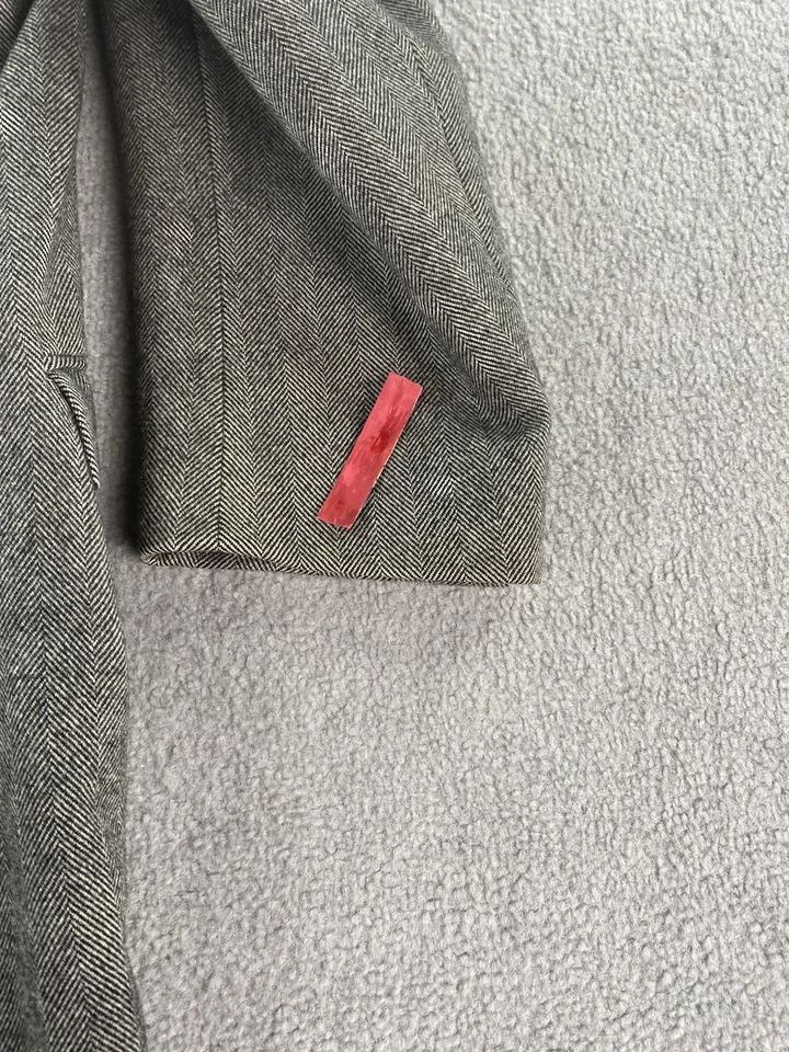 Винтажный Marcello Milanelli пальто 42 R серый шерсти твид елочка двубортный - Изображение 4 из 4