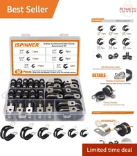 52pcs Cable Clamp Kit Stainless Steel Rubber Cushioned Pipe Assortment for In...