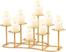 9 Arms Bla Candelabra for Inside Fireplace - Metal Candle Holder for