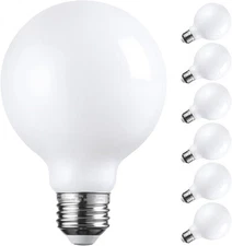 TORCHSTAR G25 Globe Light Bulbs LED Dimmable, Round Frosted Vanity Light Bulb fo