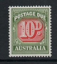 Australia 1958-60 10d Carmine & deep green Die II SG D139 Mnh.