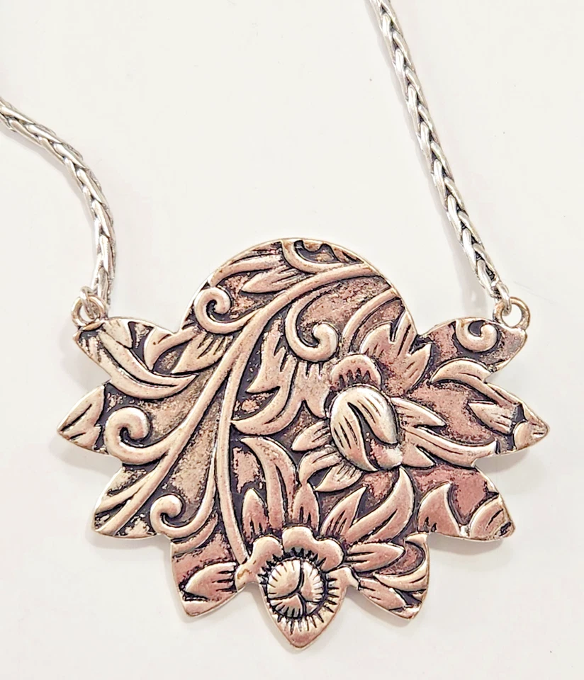 Collar Colgante Sol Azteca Marca Lucky Tono Plateado Azul Cabujón Reversible Boho Foto 2 de 4