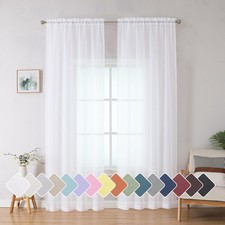 Simplebrand White Sheer Curtains, 84" Length, 42"W x 84"L Pack of 2 ,