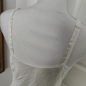 Vtg Sears Sleeveless V Neck Camisole Top Satin/Lace Trim Nylon Off White Size 34