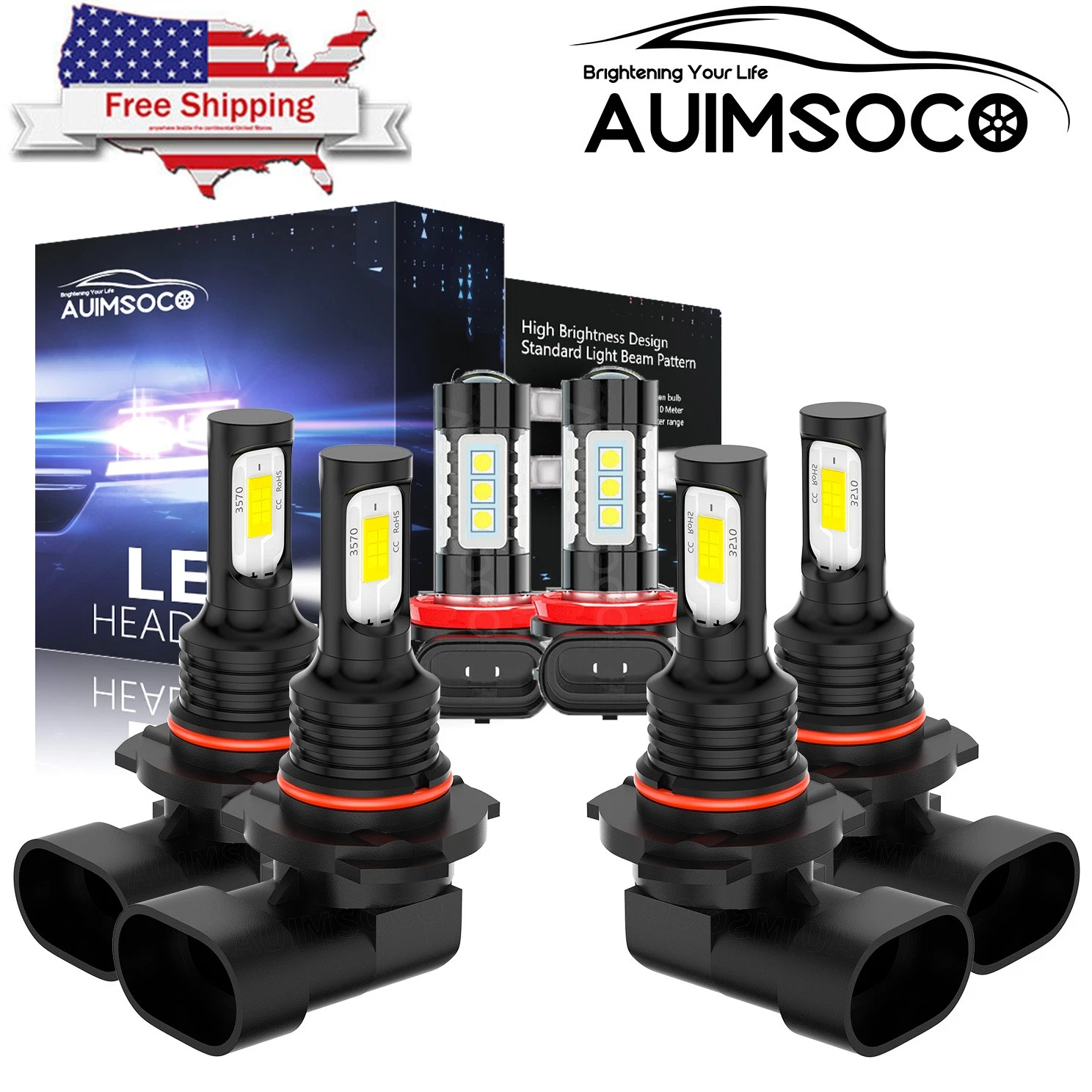 6x Bulbs For Toyota RAV4 2013 2014 2015 LED Headlight High Low Beam + Fog Light