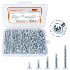 140Pcs #8 Self Tapping Screws for Metal, Sheet Metal Screws Assortment Kit, Modi