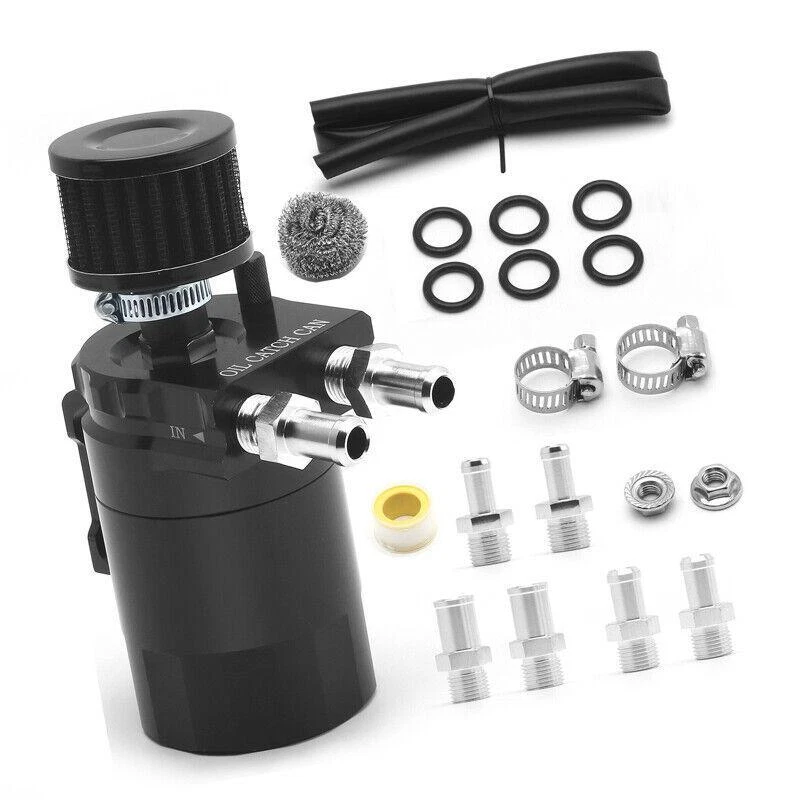  Aluminum 350ML Oil Catch Can & Breather Filter Baffled Reservoir Set Universal - Image 3 of 4