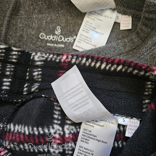 Cuddl Duds Stretch Fleece Leggings 2-Pack, Charcoal Heather/Plaid, Size S - Picture 5 of 6
