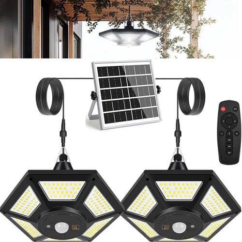 Solar Shed Light Indoor Outdoor, 180 LED Solar Pendant Light 5 Lighting Modes...