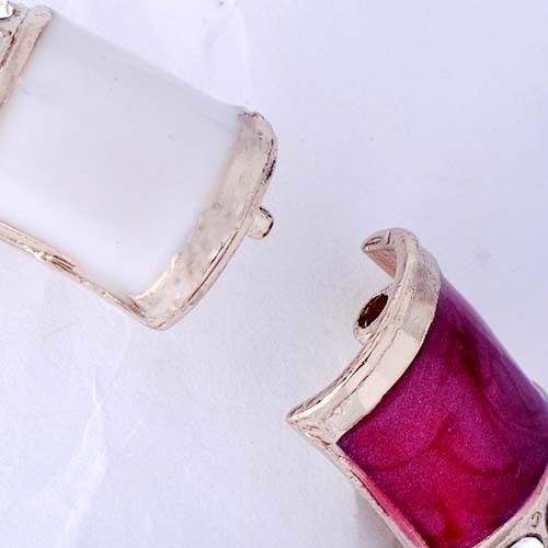 Brazalete de cristal esmaltado blanco y borgoña bastante nuevo enchapado en oro amarillo borgoña - Imagen 4 de 8