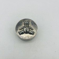 "First Curl" Silver-Tone Baby Trinket Box Decorated With a 3-D Teddy Bear