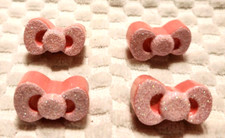 Cute 4pc. Handmade Hello Kitty Pink Rose Glitter Bows Magnet Set 1"