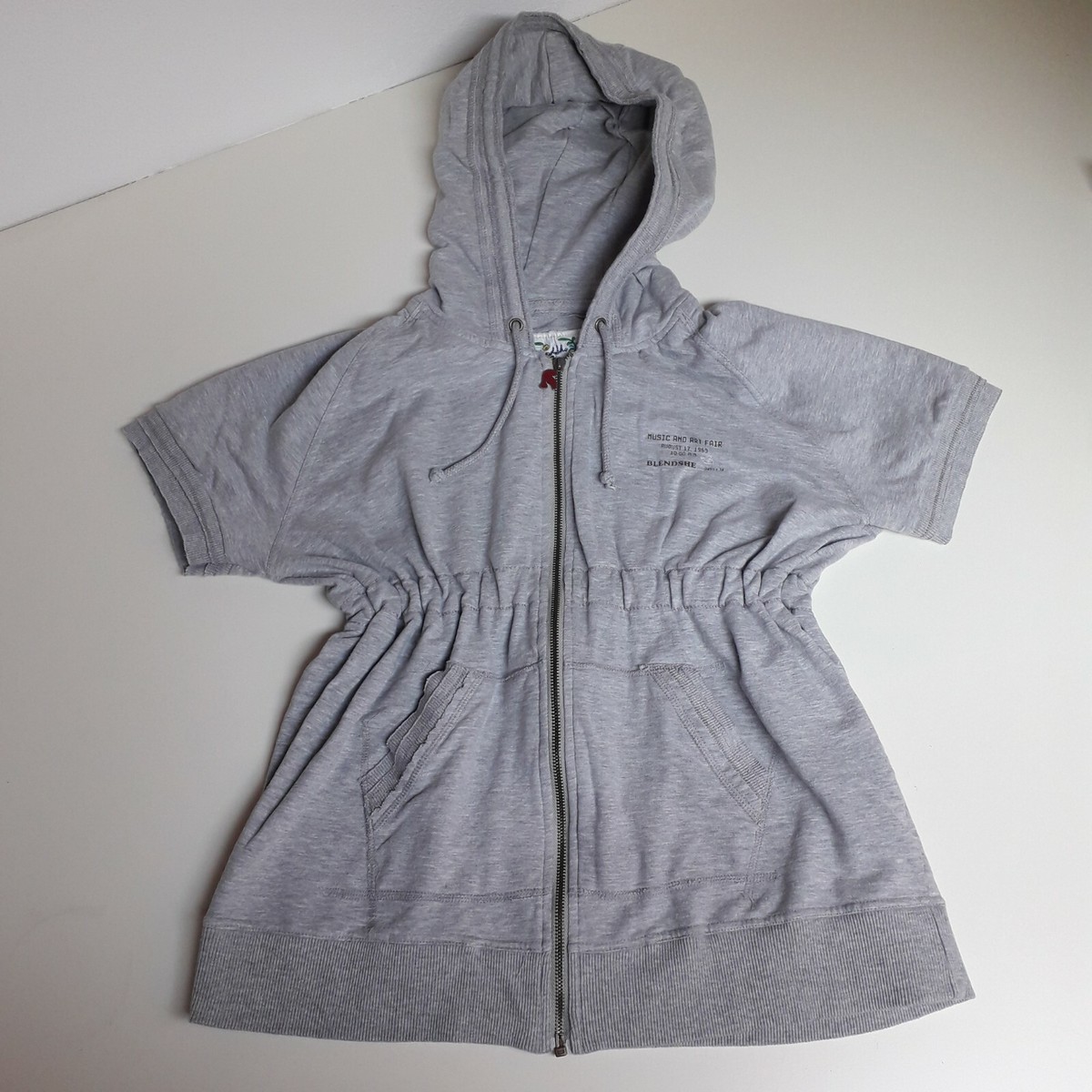 BLENDSHE felpa a maniche corte grigia M cappuccio maglione donna