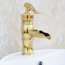 Waterfall Gold Color Brass Bathroom Sink Faucet Vessel Vanity Mixer Tap 2gf051