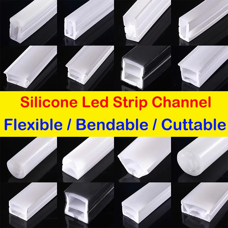 1m-5m Silicone LED Channel for LED Strip Light DIY Flexible Bendable  Black/White